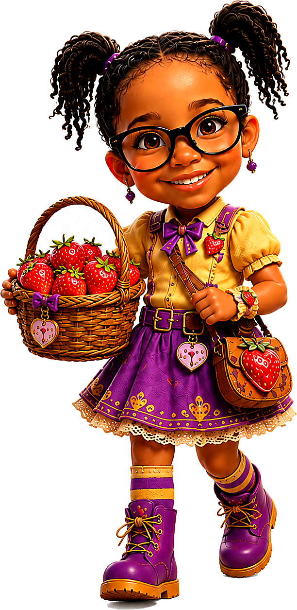 Lincoln holding a basket of strawberries